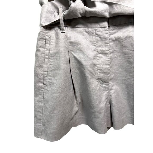 Aritzia Wilfred Marne Gray High Waist Tie Front‎ Paperbag Linen Blend Shorts 6 - Picture 3 of 9